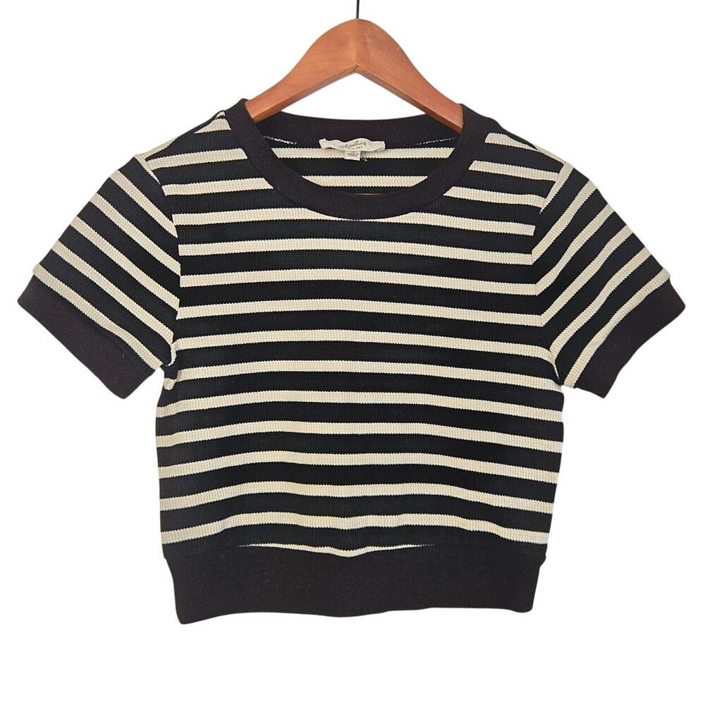 Atelier by Kirious Striped Rib Knit Crop Top Sweater M French Girl Dark Academia